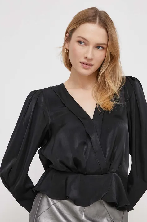 Блуза Dkny в черно с изчистен дизайн P34ANQ01