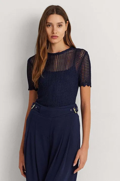 Bluza Lauren Ralph Lauren za žene, boja: tamno plava, bez uzorka
