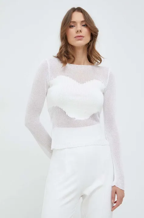 Пуловер Pinko дамски в бяло от лека материя 103295.A1QC