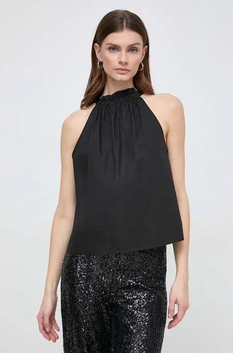 Бавовняна блузка Pinko жіноча колір чорний однотонна