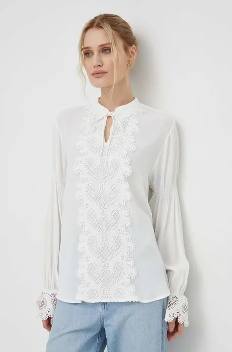 Bruuns Bazaar bluzka damska kolor biały gładka