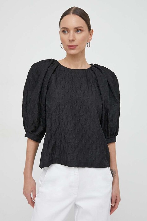 Блуза Custommade Ulrikke в черно с изчистен дизайн 999355297
