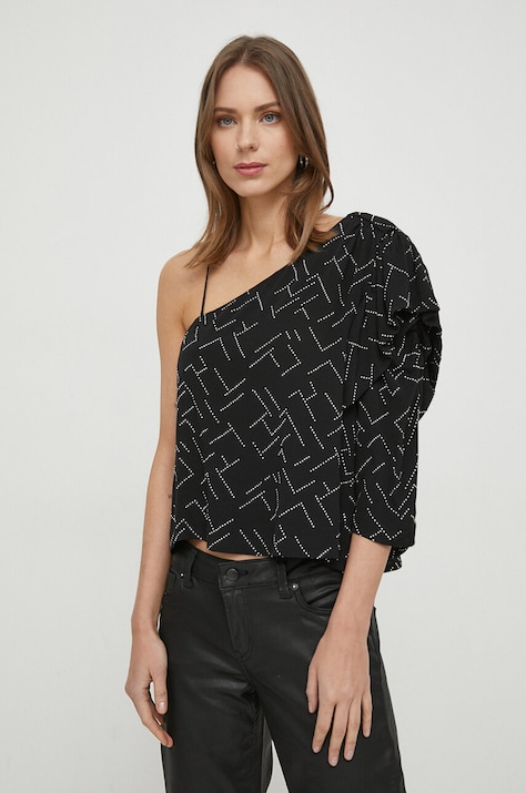 Pepe Jeans bluzka ABIGAIL damska kolor czarny z aplikacją PL304723