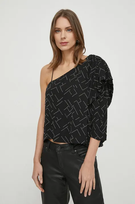 Блузка Pepe Jeans жіноча колір чорний з аплікацією