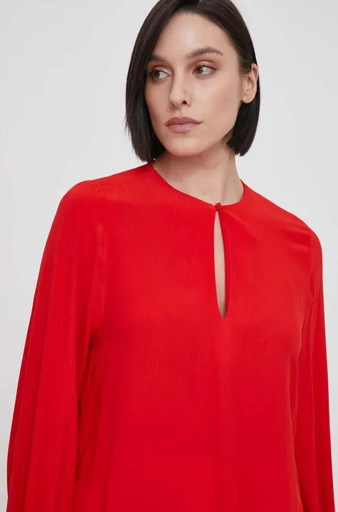 Bluza Tommy Hilfiger za žene, boja: crvena, bez uzorka