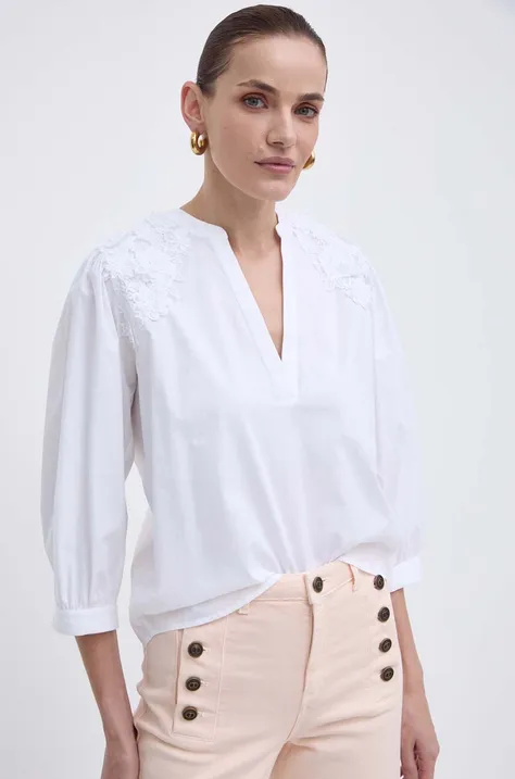 Twinset bluza femei, culoarea alb, cu imprimeu