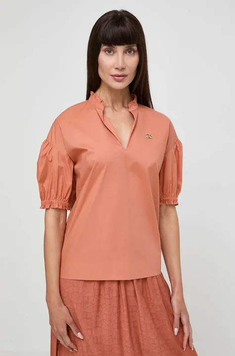 Twinset bluza femei, culoarea portocaliu, neted