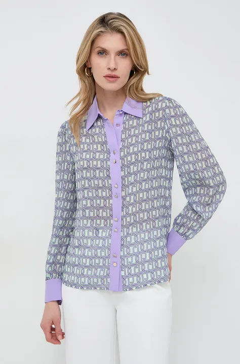 Шовкова сорочка Liu Jo колір фіолетовий regular класичний комір