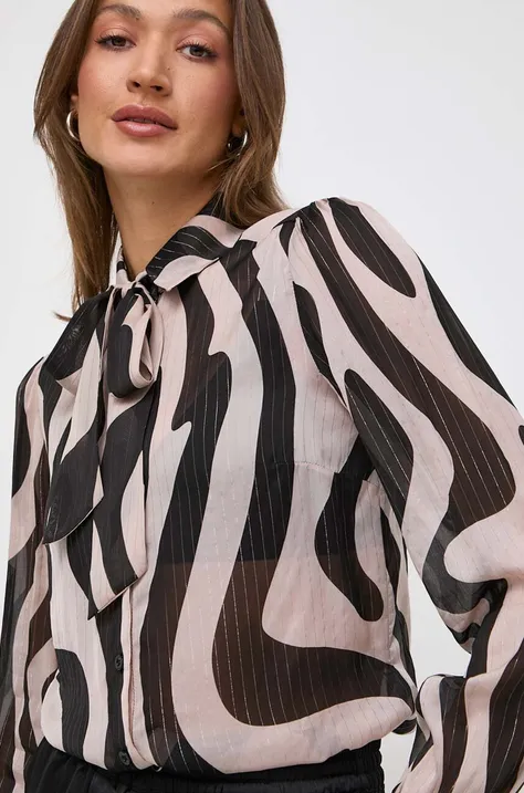 Рубашка Liu Jo женская цвет бежевый regular шнурованное декольте