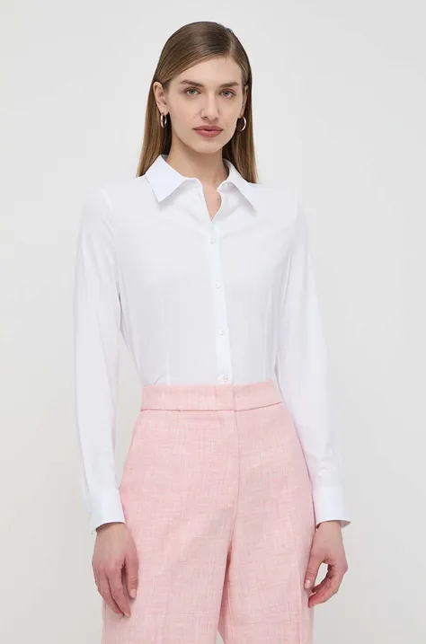 Košulja BOSS za žene, boja: bijela, regular, s klasičnim ovratnikom
