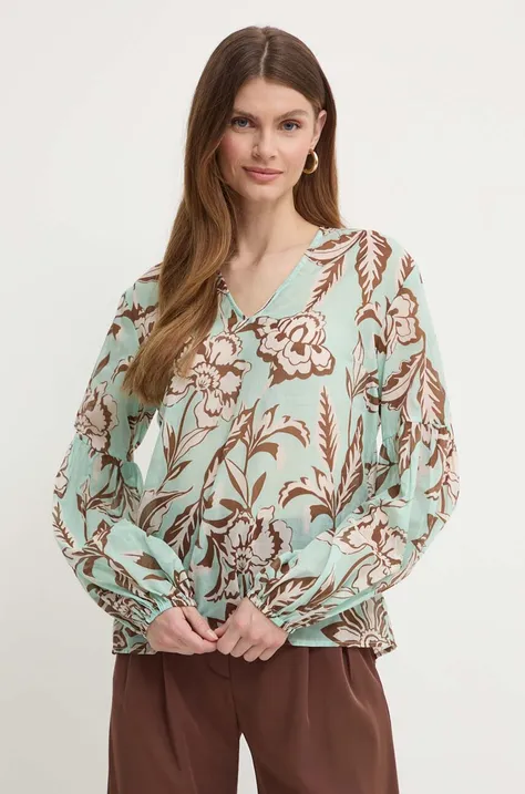 Бавовняна блузка Liu Jo жіноча колір бірюзовий візерунок