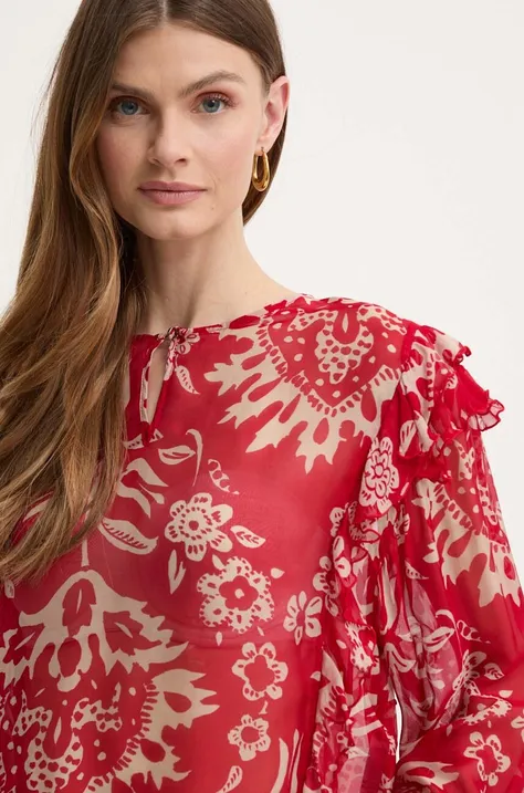 Блузка с примесью шелка Liu Jo цвет красный узор