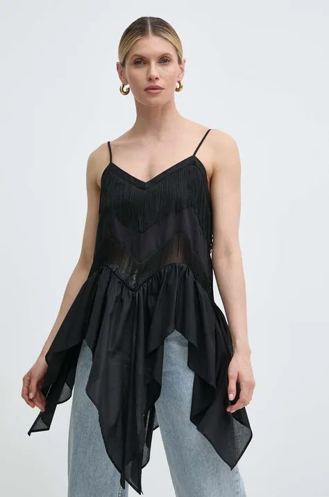Бавовняна блузка Pinko жіноча колір чорний однотонна 103734 A1XN