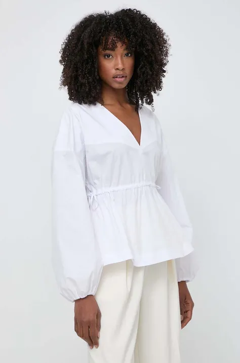 Pinko bluza din bumbac femei, culoarea alb, neted, 103733 A1XQ