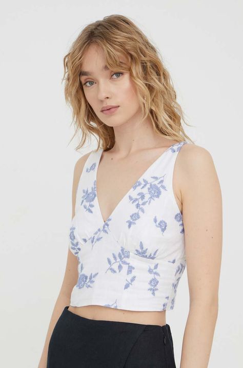 Λευκό τοπ Abercrombie & Fitch χρώμα: άσπρο