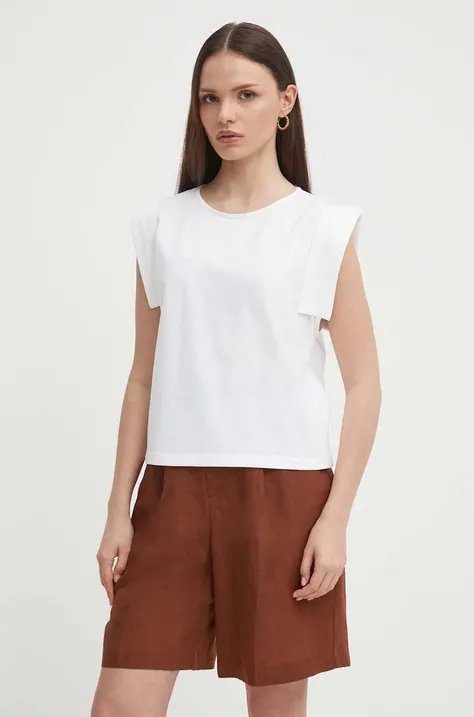 Βαμβακερό μπλουζάκι United Colors of Benetton γυναικεία, χρώμα: άσπρο