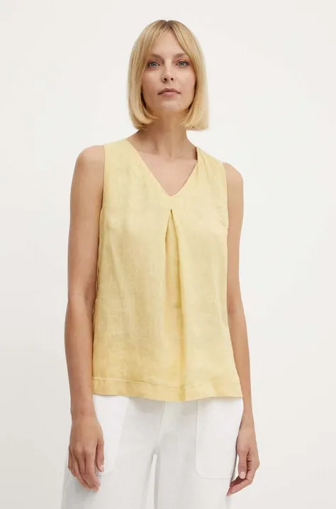 Λευκή μπλούζα United Colors of Benetton χρώμα: κίτρινο