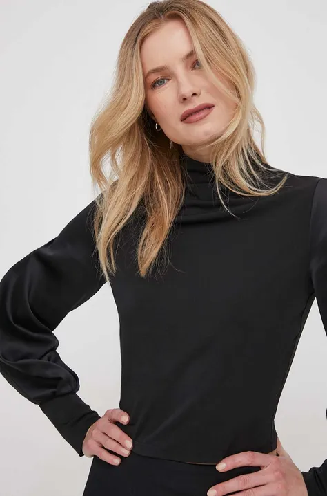 Sisley bluzka damska kolor czarny gładka