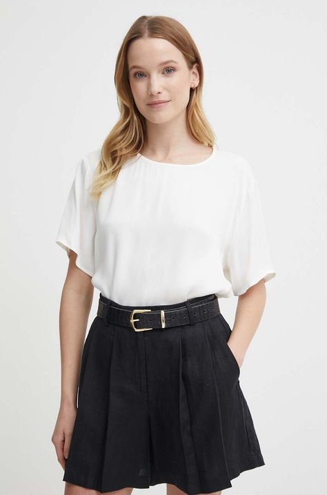 Блуза Sisley в бежово с изчистен дизайн