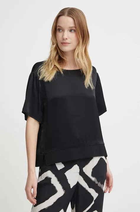 Блузка Sisley жіноча колір чорний однотонна