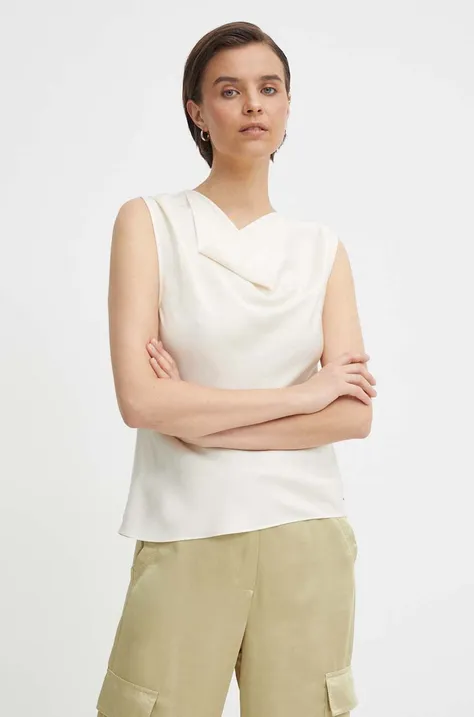 Blúzka Calvin Klein dámska, béžová farba, jednofarebná, K20K207036