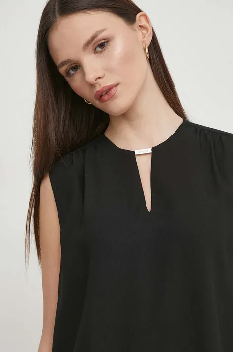 Блузка Calvin Klein женская цвет чёрный однотонная