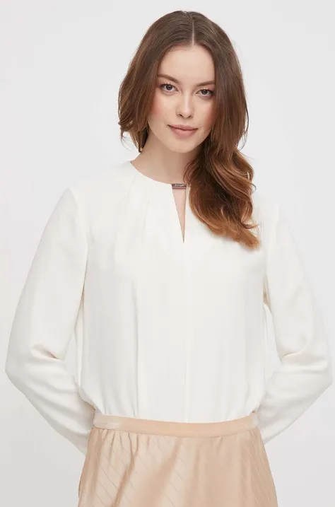 Блузка Calvin Klein жіноча колір бежевий однотонна