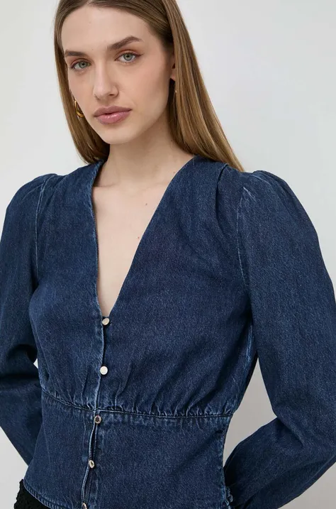Джинсова сорочка Morgan жіноча колір синій slim