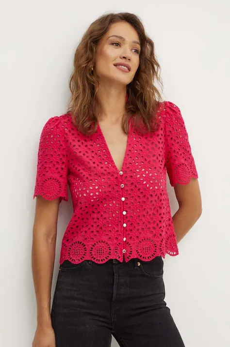 Bavlnená košeľa Morgan CFLAM dámska, ružová farba, regular, CFLAM