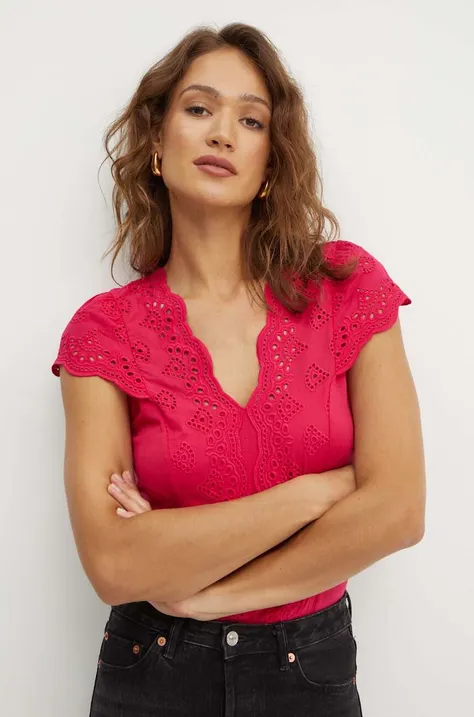 Блузка Morgan DOLINE жіноча колір рожевий однотонна DOLINE