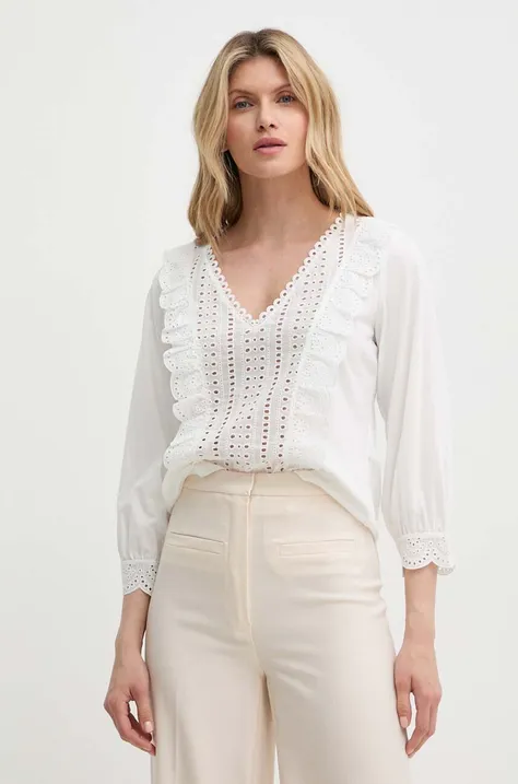 Хлопковая блузка Morgan TAROSA женская цвет белый однотонная TAROSA