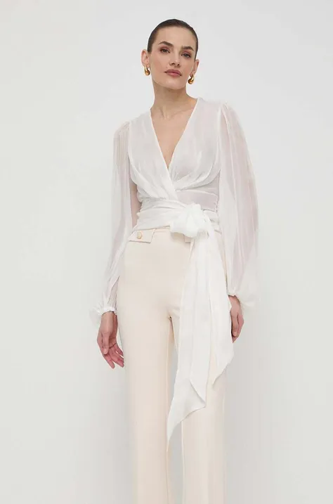 Svilena srajca Elisabetta Franchi bela barva