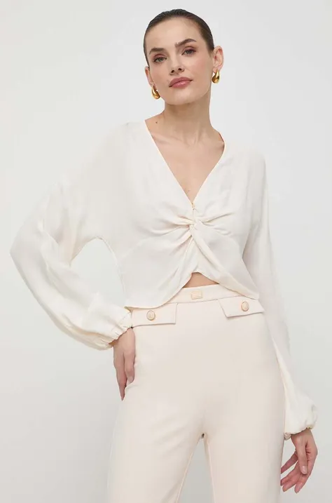 Elisabetta Franchi bluzka damska kolor beżowy gładka