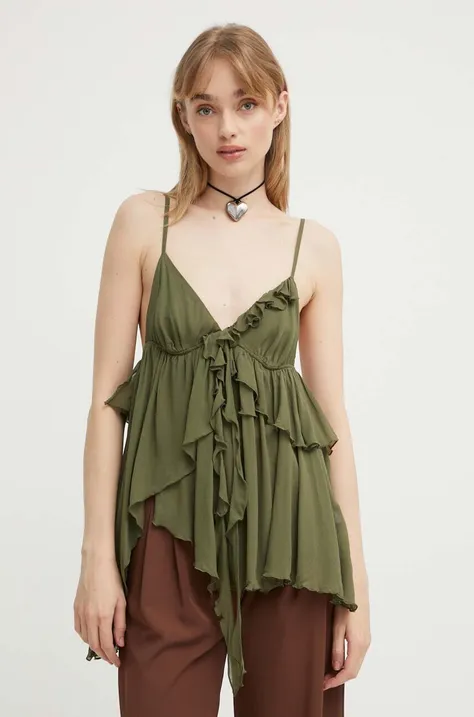 Aniye By bluzka damska kolor zielony gładka 185057