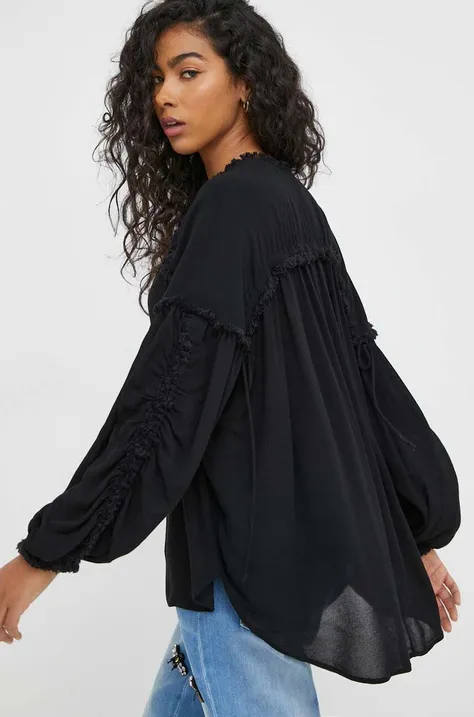 Блузка MUNTHE жіноча колір чорний однотонна