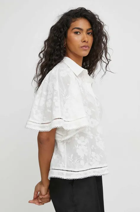 Блузка MUNTHE жіноча колір білий візерунок