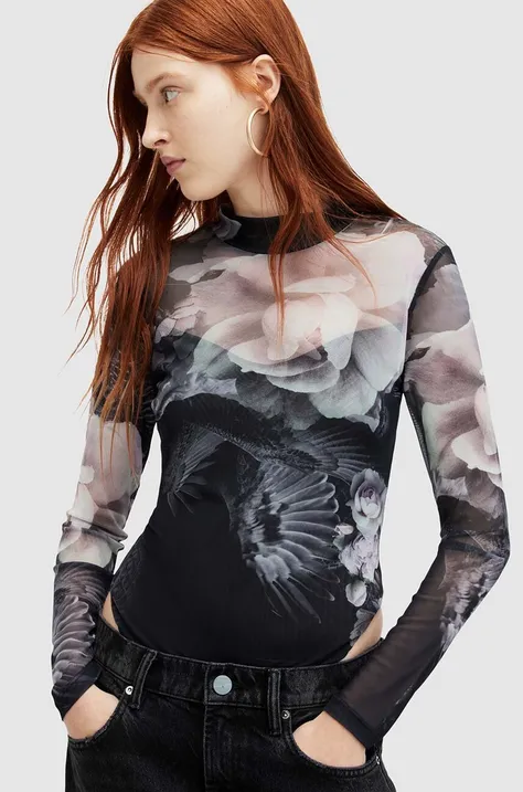 Bluza AllSaints ELIA VALLEY za žene, boja: crna, s uzorkom