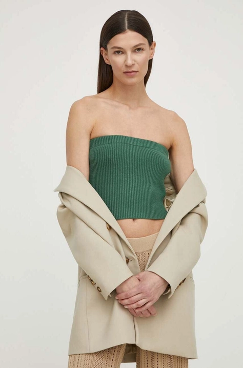 By Malene Birger top femei, culoarea verde, decolteu spaniol