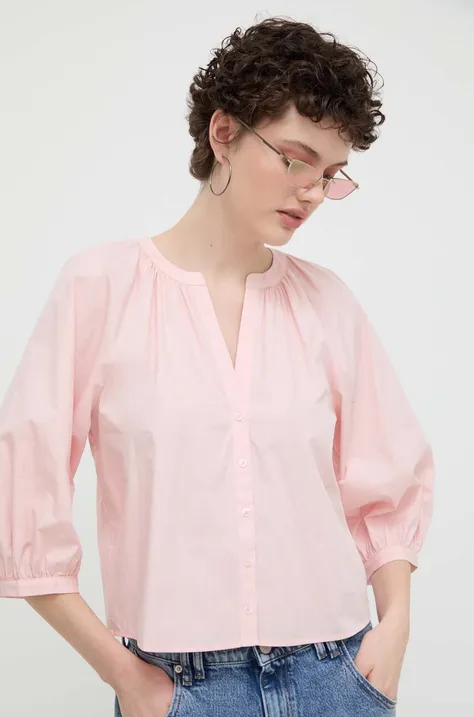 Pamučna košulja Desigual GISELLE za žene, boja: ružičasta, regular, 24SWBW12