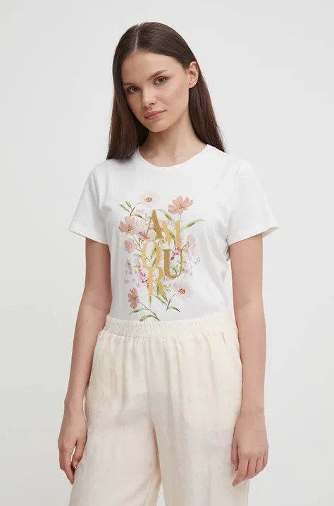 Βαμβακερό μπλουζάκι Artigli γυναικείο, χρώμα: μπεζ, AT38703