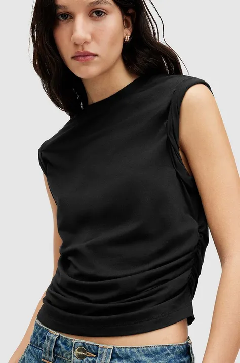Bluza AllSaints WEST TANK za žene, boja: crna, bez uzorka, WM535Z