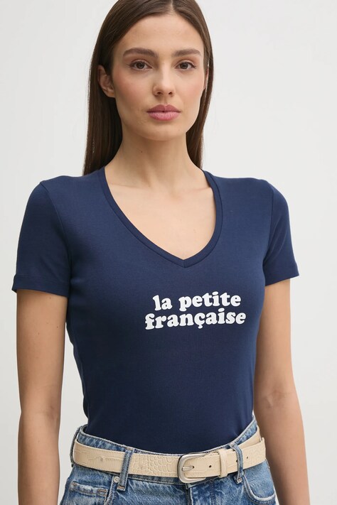 La Petite Française tricou din bumbac THIBAULT femei, culoarea albastru marin, THIBAULT
