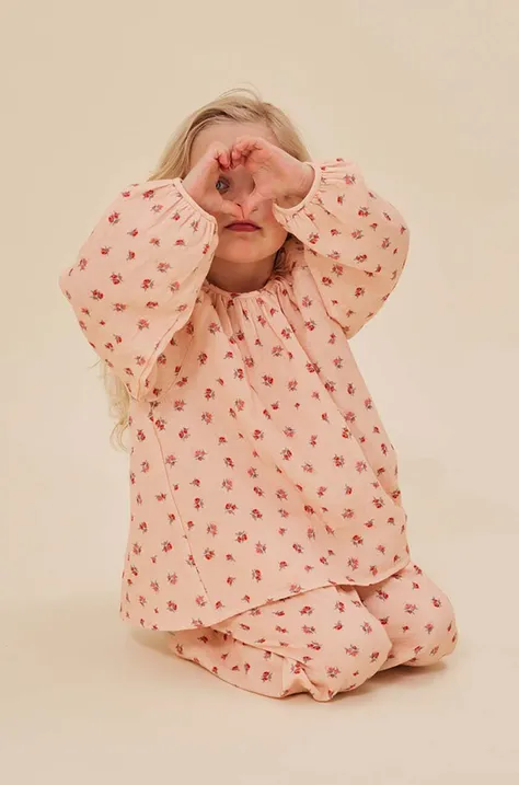 Дитяча бавовняна блузка Konges Sløjd колір рожевий візерунок