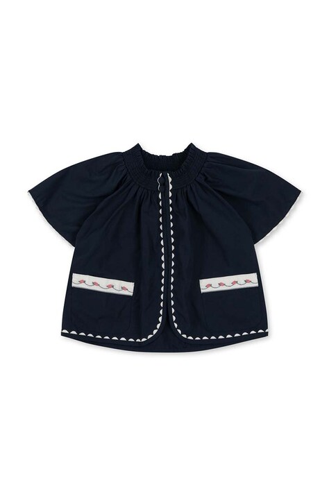 Detská bavlnená blúzka Konges Sløjd tmavomodrá farba, s nášivkou