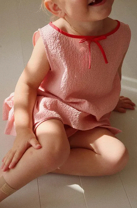Детская хлопковая блузка Konges Sløjd цвет розовый однотонная