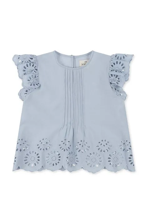 Детска памучна блуза Konges Sløjd в синьо с изчистен дизайн