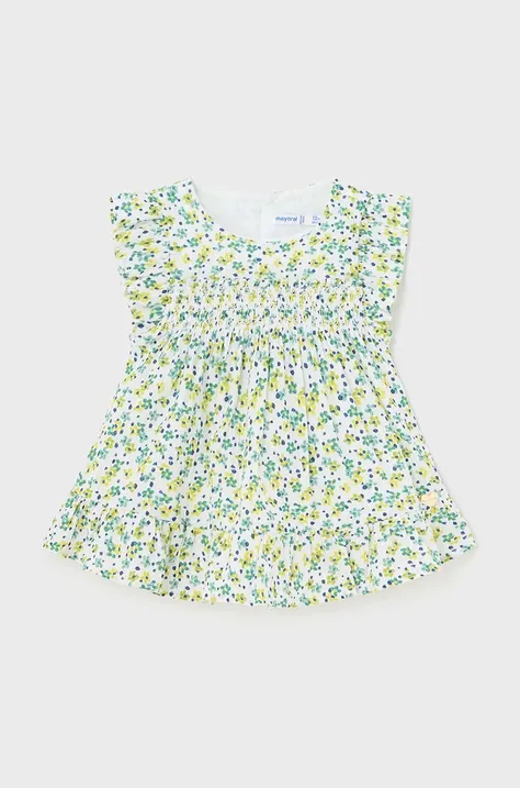 Бавовняна блузка для немовлят Mayoral колір зелений однотонна