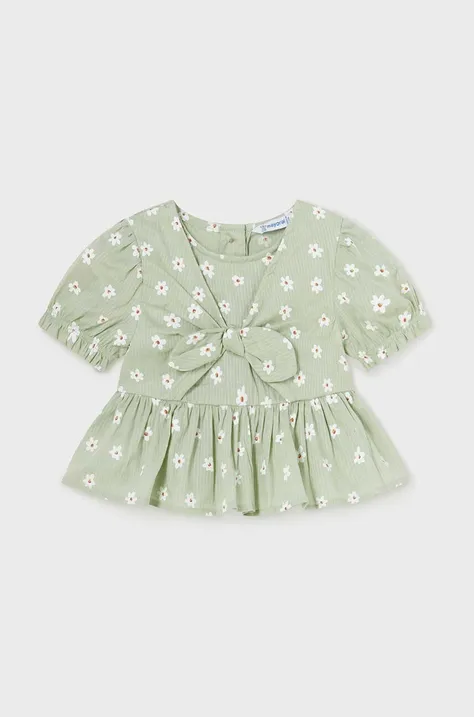 Бавовняна блузка для немовлят Mayoral колір зелений візерунок