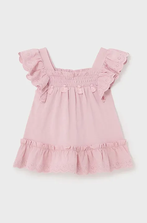 Mayoral bluzka niemowlęca kolor różowy gładka