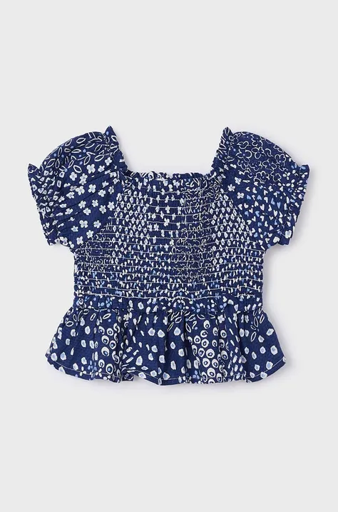 Детская хлопковая блузка Mayoral цвет синий узор